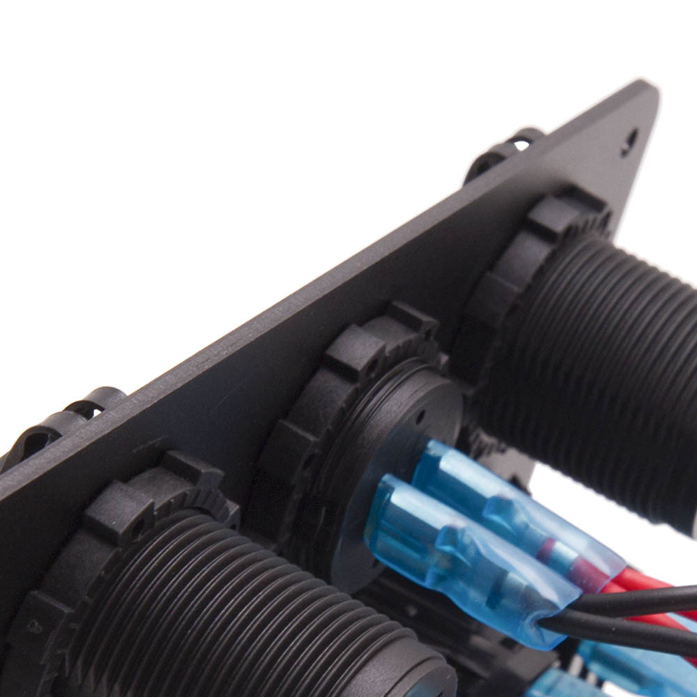 Universal 5-Gang Blue On-Off LED Waterproof Toggle Switch Panel Dual USB Ports