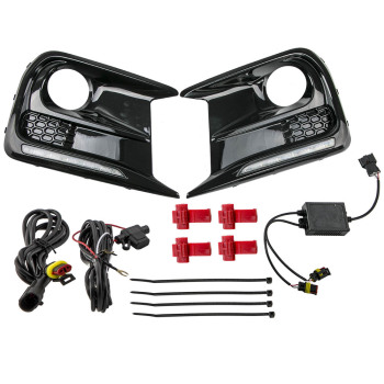 LED Fog Light Surrounds compatible for Subaru WRX STI 2018-20 compatible for White DRL Signal Replacement