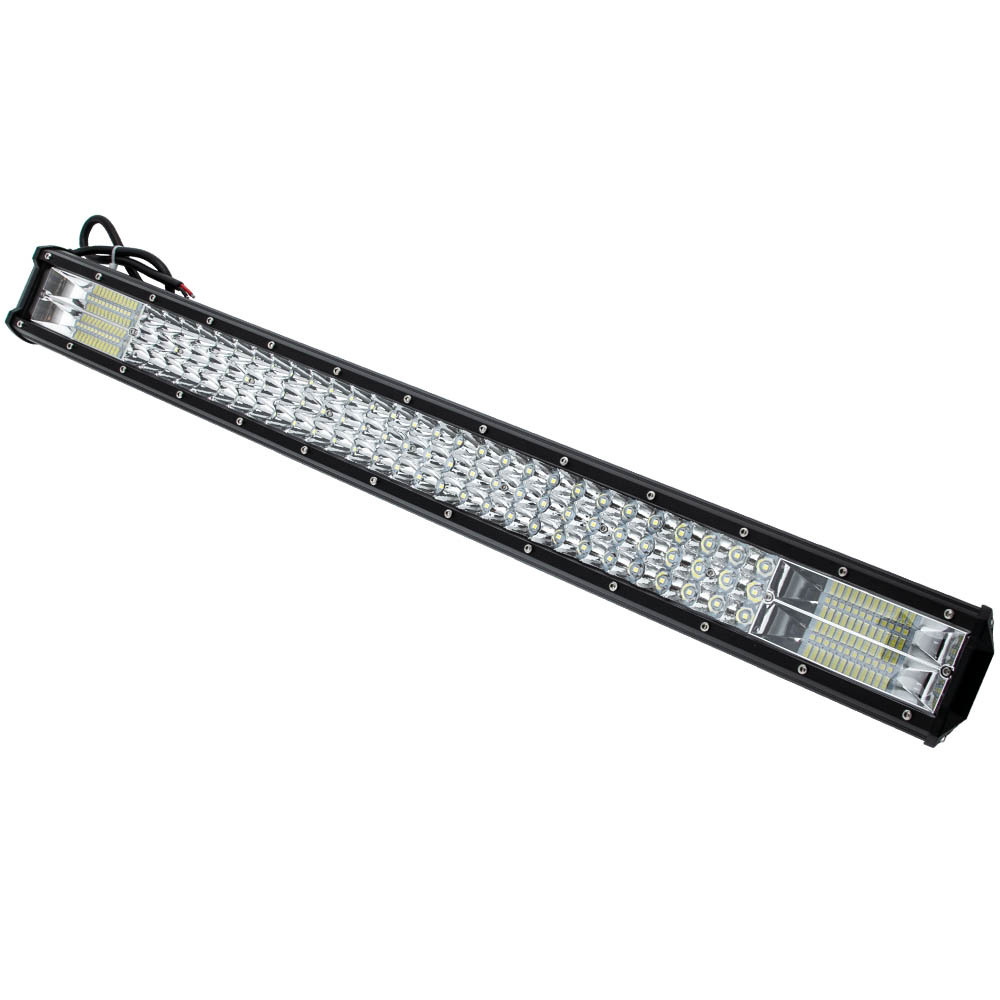 28Inch LED Light Bar Tri Row Flood Spot Combo Offroad Driving Lamp 4WD