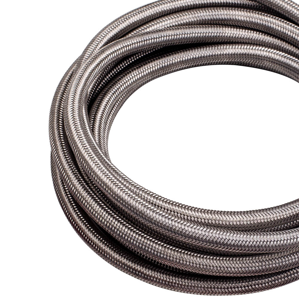 Tubo flessibile del tubo del carburante E85 PTFE in acciaio inossidabile AN6 da 20 piedi + raccordo per tubo flessibile girevole