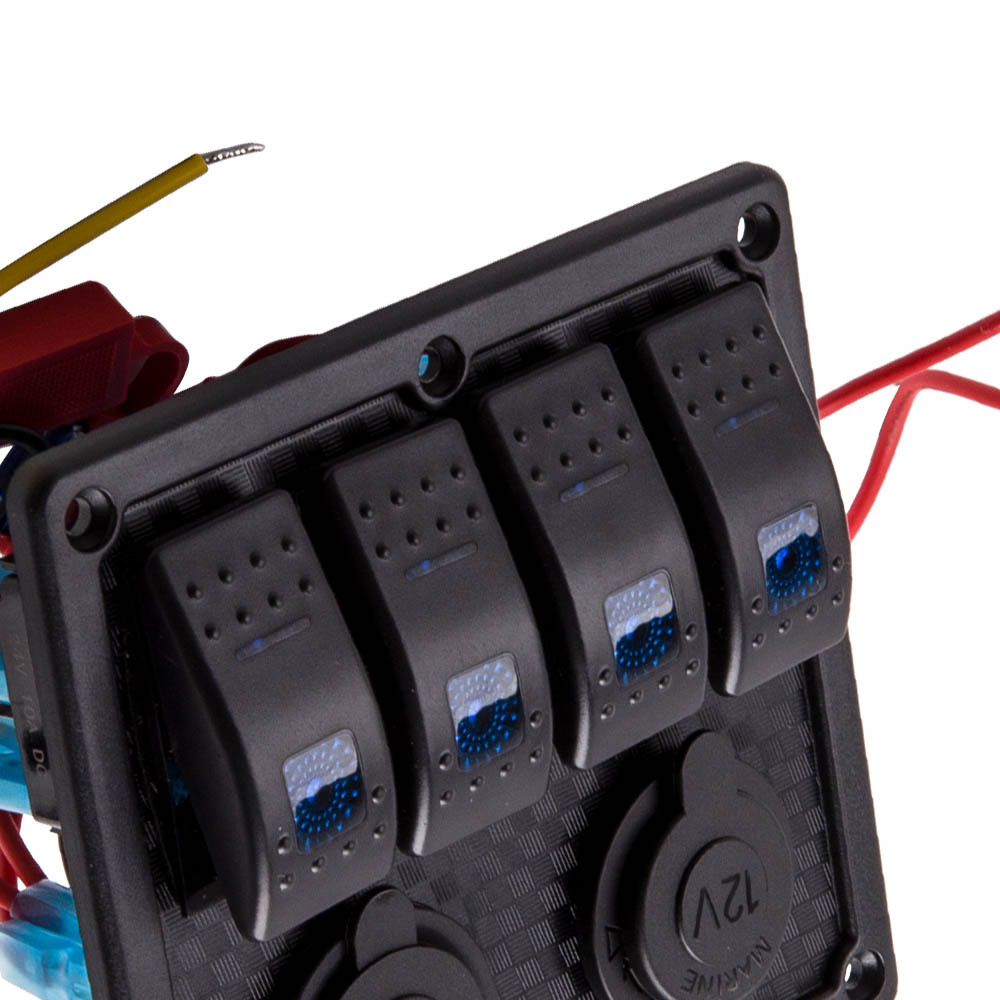 4 Gang DC12V / 24V Interruttore Rocker Pannello On Off Toggle LED Rocker USB