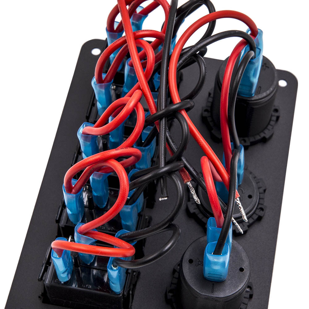 Green Universal 5 Gang On-Off LED Rocker Toggle Switch Panel 2USB for Car Truck