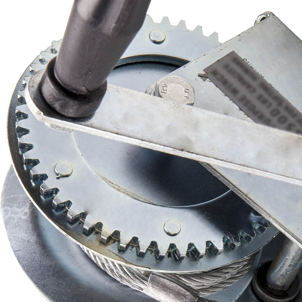 Cabrestante manual Manivela manual 1500 kg Acero engranaje doble para remolque de barco Cable de 33 pies