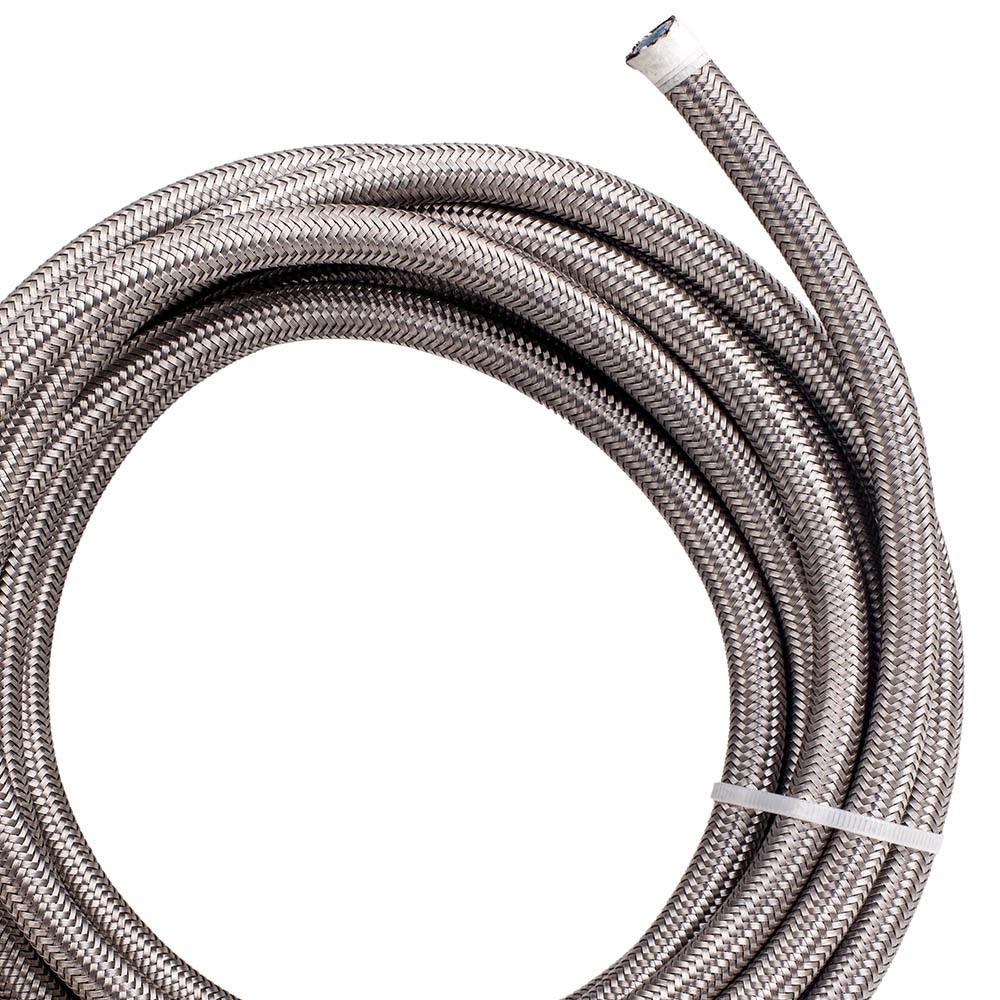 Tubo flessibile del tubo del carburante E85 PTFE in acciaio inossidabile AN6 da 20 piedi + raccordo per tubo flessibile girevole