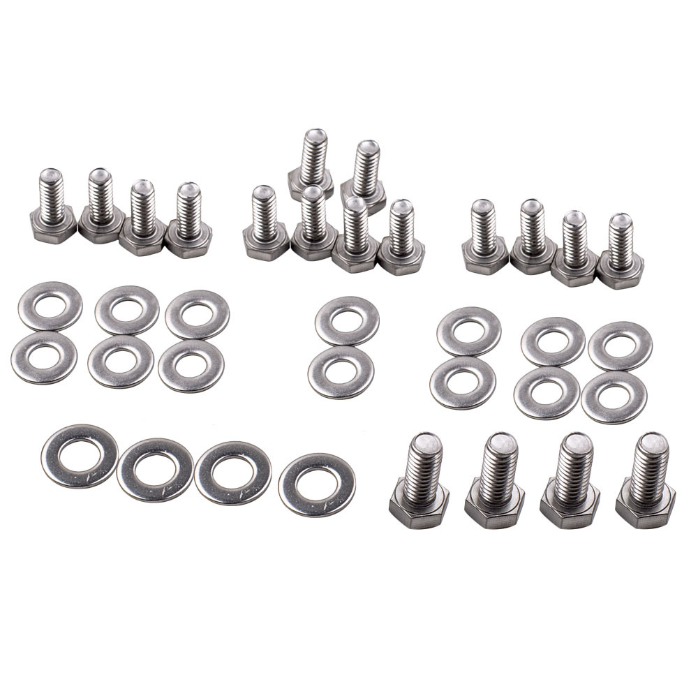 Small Block compatible para Chevy Engine 302 305 307 350 Piece stainless steel hex bolt kit