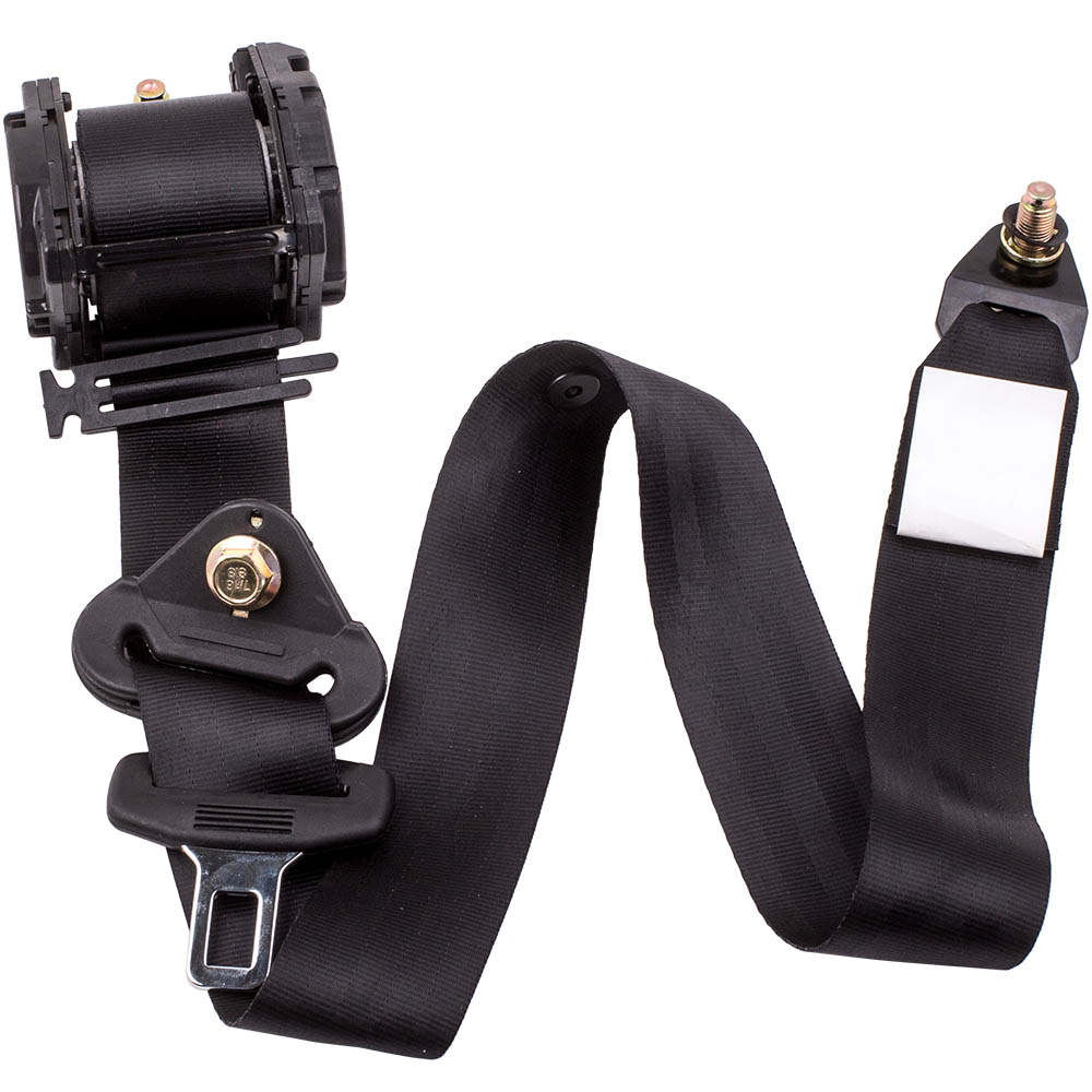 2 set Universale Cintura di Sicurezza 3 Punti regolabile Sedile Cintura Nero