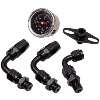 Universal AN6 Adjustable Fuel Pressure Regulator Gauge Fittings Oil Hose Kit