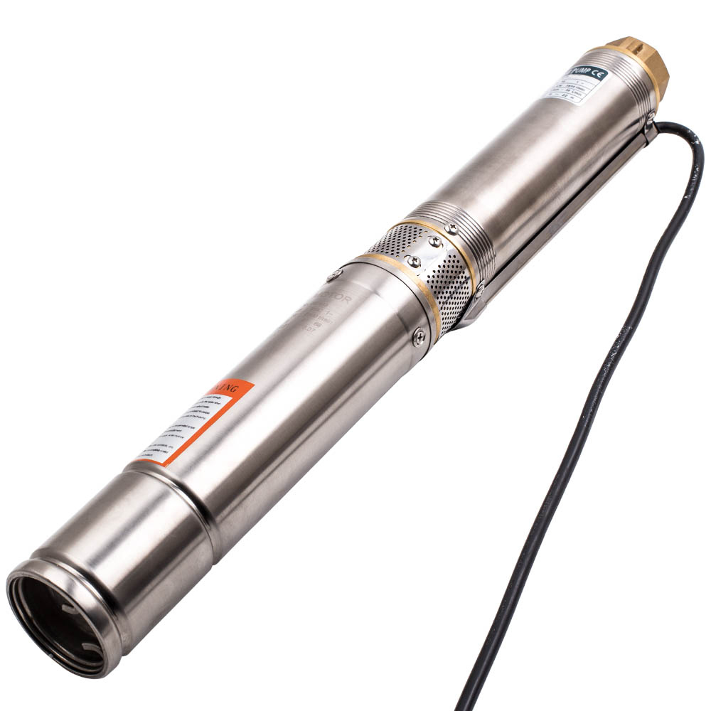 0.25KW 3'' Bomba Sumergible de Pozo Profundo Agua Tubo 2500 L/h Acero inoxidable