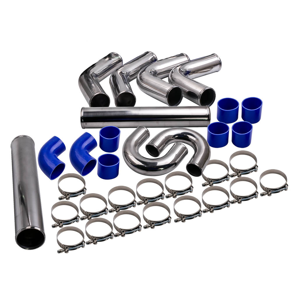 Universal T25 T28 Turbocharger and 3 inch 76mm Intercooler Piping pipe Blue hose Kits
