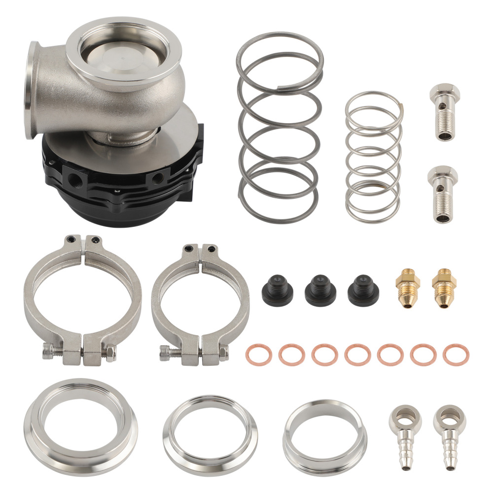 Universal 44mm External Wastegate w/ V-Band Flanges+Dump Ring+Spring Black