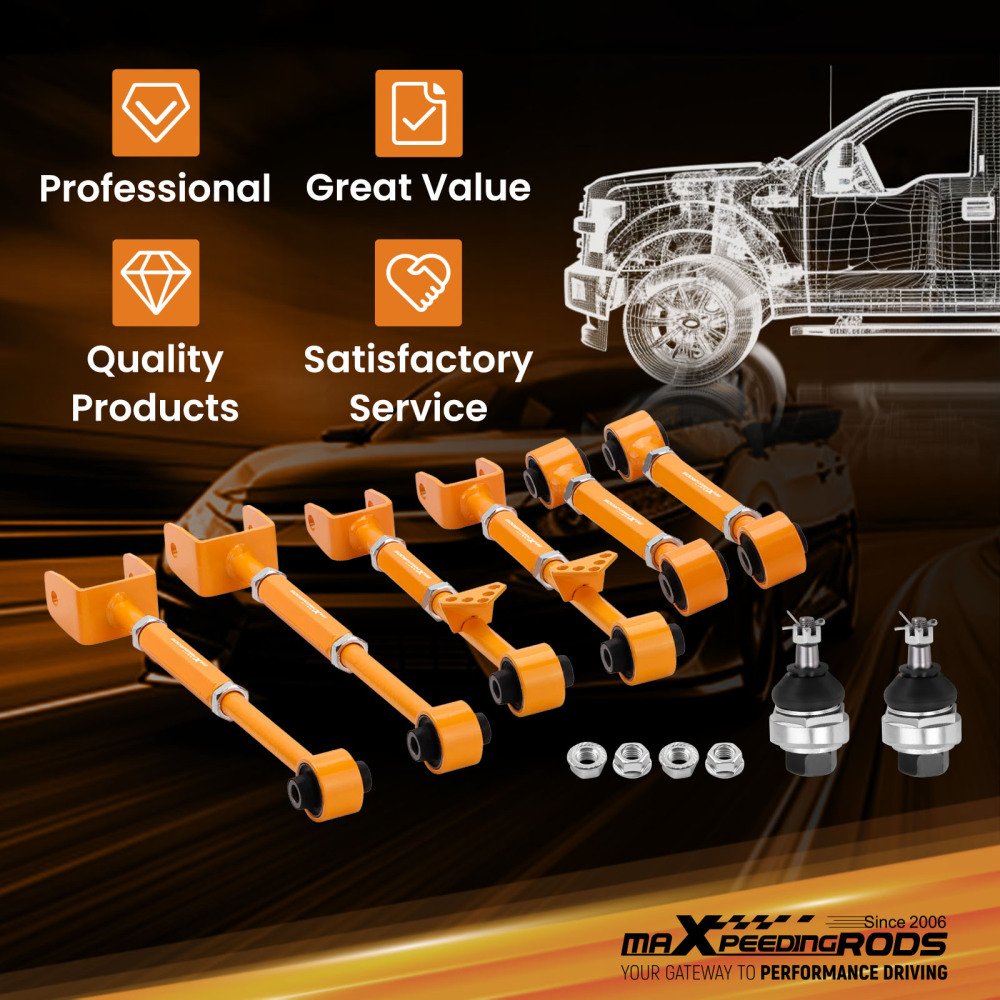 Kit de rótula delantera + brazo de control de inclinación trasera compatible con los modelos de compatible para Honda Accord 2008-2017