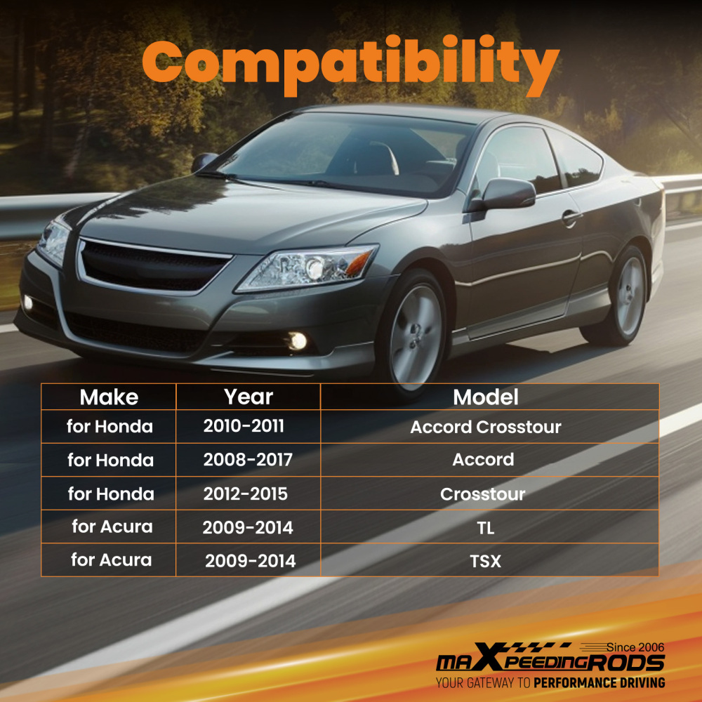 Kit de rótula delantera + brazo de control de inclinación trasera compatible con los modelos de compatible para Honda Accord 2008-2017