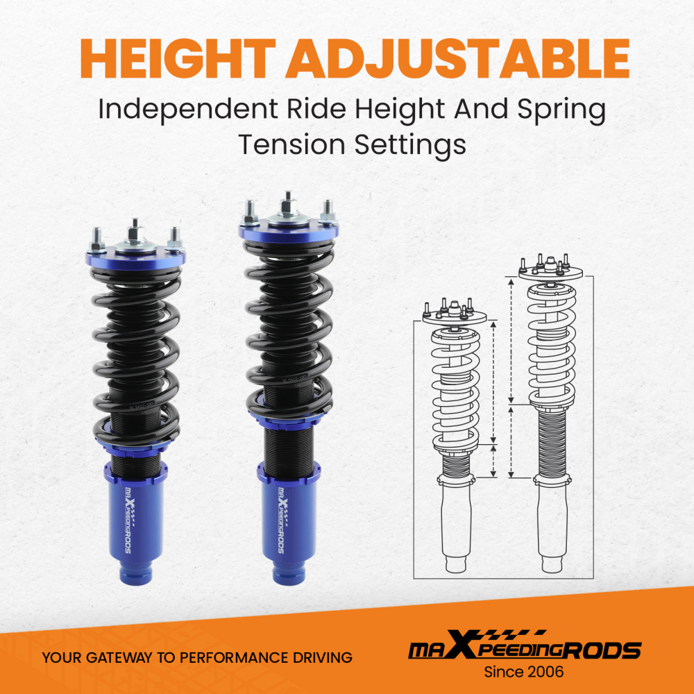 Maxpeedingrods Kit de suspensión delantera y trasera con amortiguadores Compatible para Honda CR-X del Sol 1992-1995 EG (EG1) Maxpeedingrods Kit de suspensión delantera y trasera con amortiguadores Compatible para Honda CR-X del Sol 1992-1995 EG (EG1)