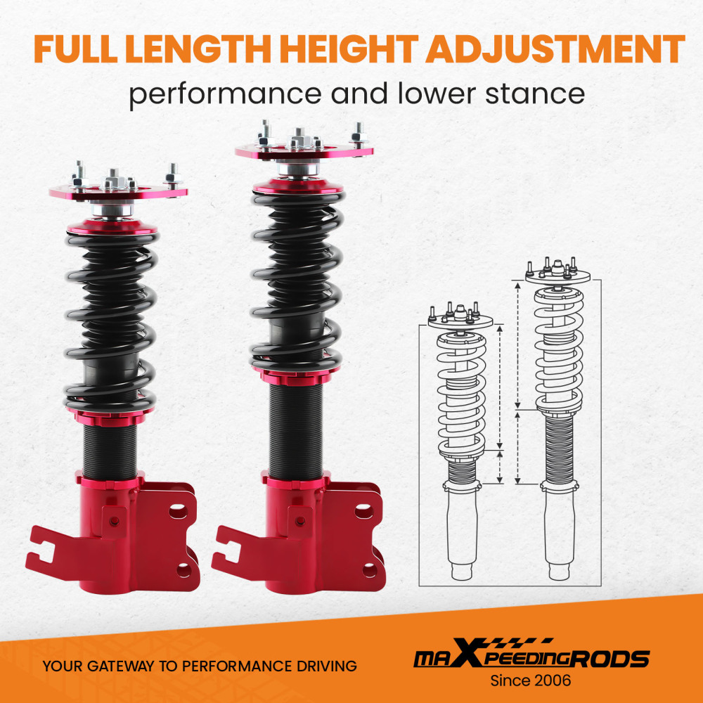 4pcs Coilover Shock Struts compatible for Nissan S13 180SX 200SX Silvia 240SX Front + Rear