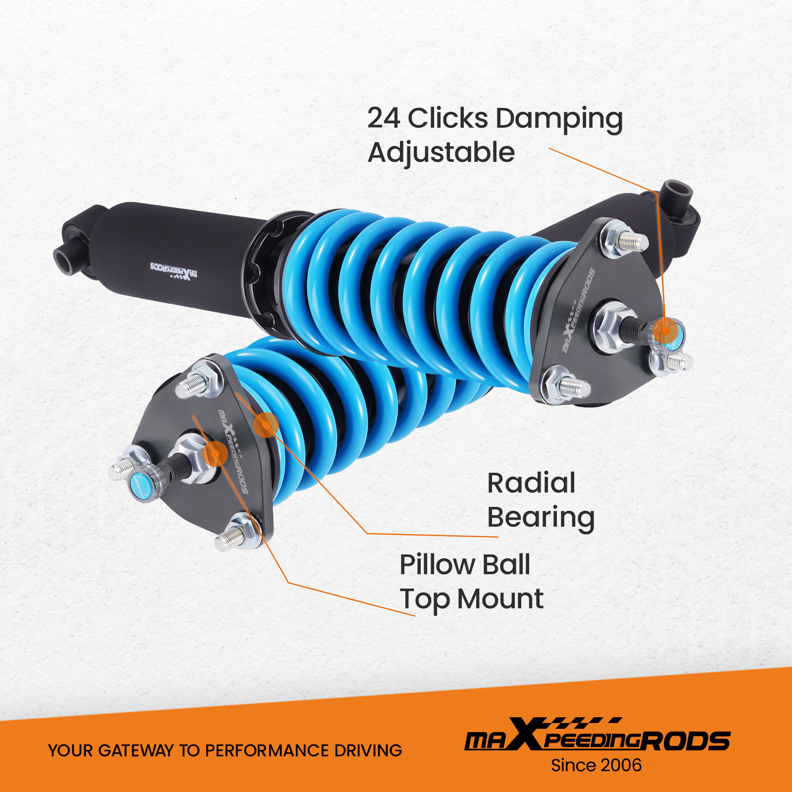 Pair Of 2 Front Suspension Strut Mounts Kit - For Lexus GS300, GS350, IS250, IS350 AWD, Replacement Mount Set