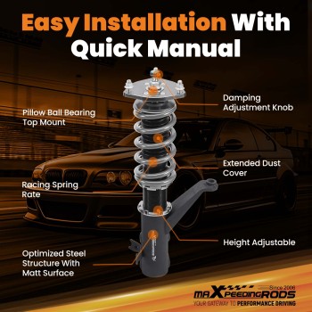 Compatible for ACURA RSX TYPE S BASE DC5 02-06 MaXpeedingrods T7 Coilovers 24 Way Damper Lowering Kit