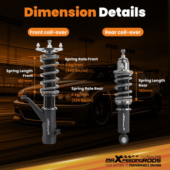Compatible for ACURA RSX TYPE S BASE DC5 02-06 MaXpeedingrods T7 Coilovers 24 Way Damper Lowering Kit