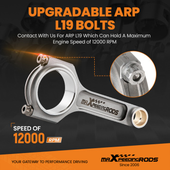 I-Beam Forged Connecting Rods + ARP Bolts compatible for Toyota Supra 2JZ 2JZ-GE/GTE Engine