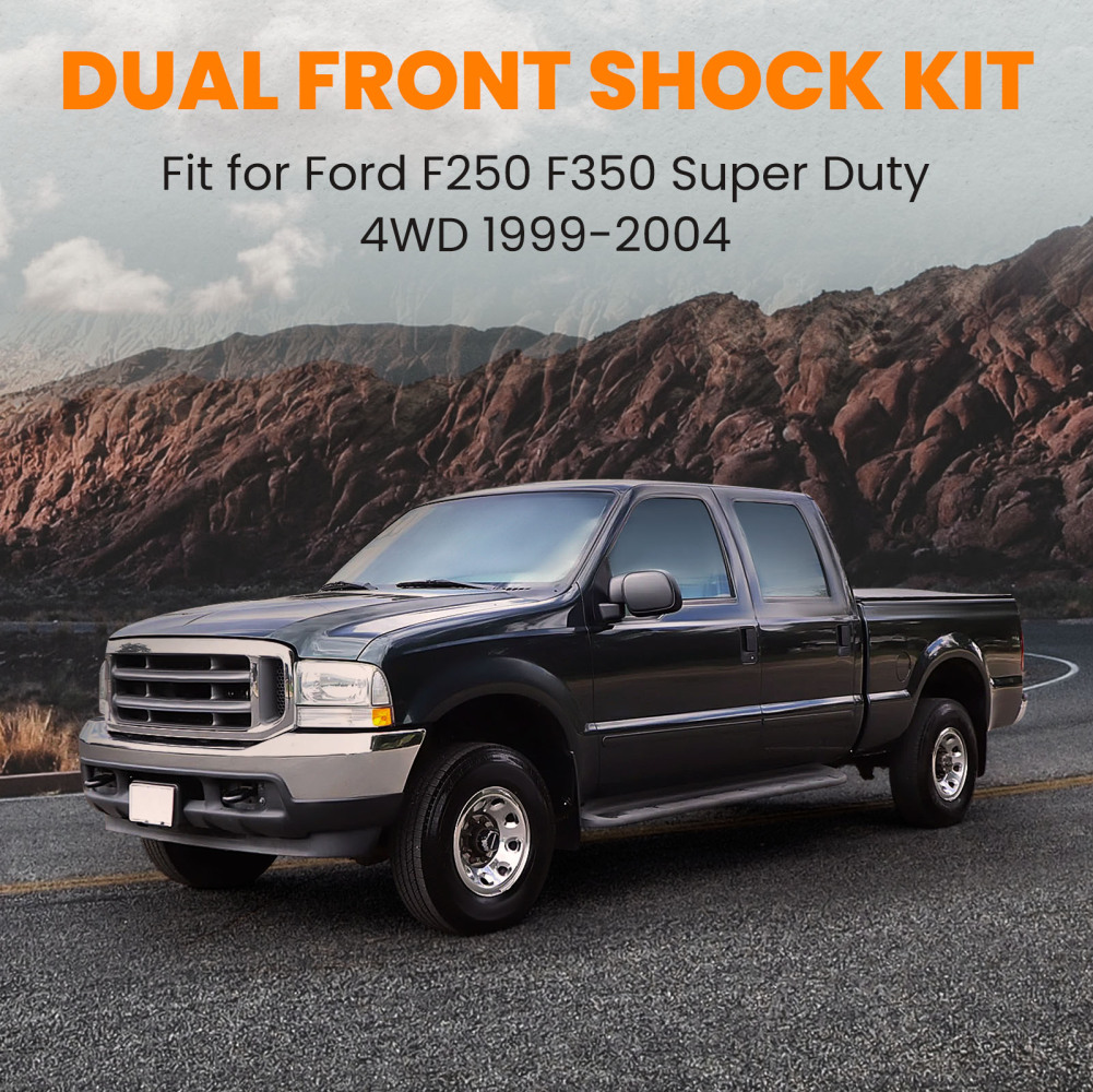 Front Dual Twin Shock Bracket Mount Kit compatible for Ford F250 F350 4WD 1999-2004