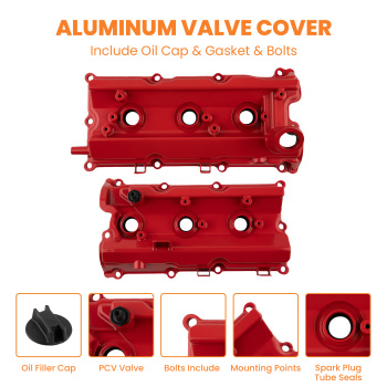 2pc Aluminum Valve Cover w/ Gasket Kit compatible for Infiniti FX35 G35 M35 compatible for Nissan 350Z