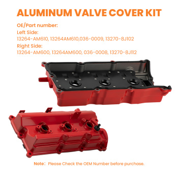 2pc Aluminum Valve Cover w/ Gasket Kit compatible for Infiniti FX35 G35 M35 compatible for Nissan 350Z