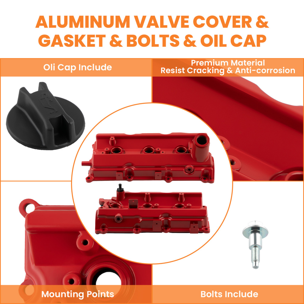 2pc Aluminum Valve Cover w/ Gasket Kit compatible for Infiniti FX35 G35 M35 compatible for Nissan 350Z 2pc Aluminum Valve Cover w/ Gasket Kit compatible for Infiniti FX35 G35 M35 compatible for Nissan 350Z