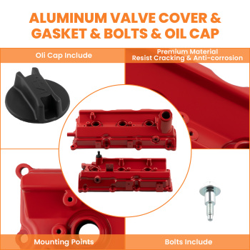 2pc Aluminum Valve Cover w/ Gasket Kit compatible for Infiniti FX35 G35 M35 compatible for Nissan 350Z
