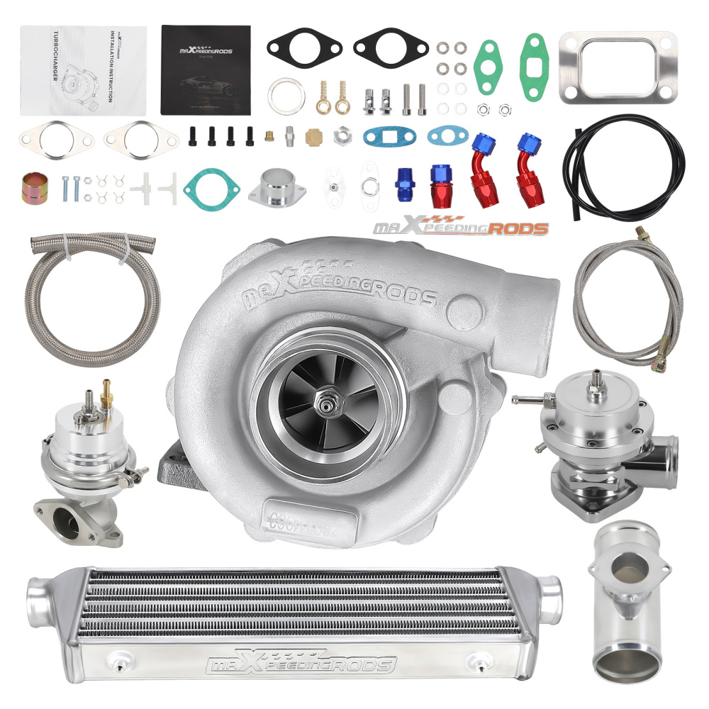 Kit Turbo Universel Stage III+Wastegate+Intercooler+Pipes pour T3 T4 T04E