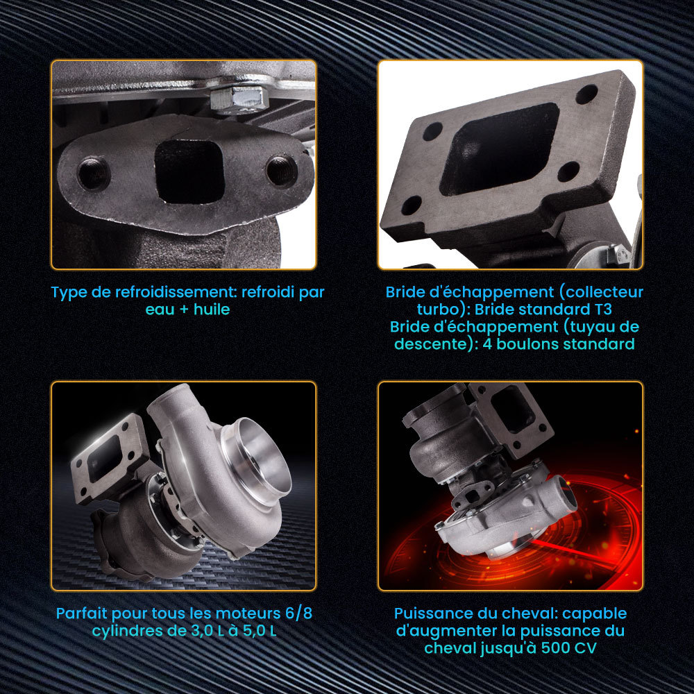 Turbocompresseur universel pour tous les moteurs 4/6 cylindres 2,5L-3,0L Turbocompresseur universel pour tous les moteurs 4/6 cylindres 2,5L-3,0L