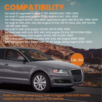 k04-001 turbocharger compatible for Audi TT 1.8TVW compatible for Golf 1.8L K04 turbo with gaskets