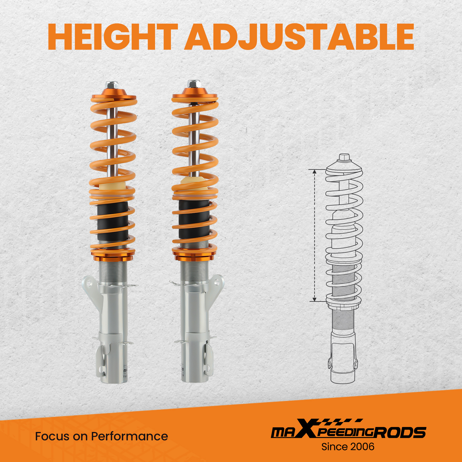 Coilover Struts compatible for VW GOLF / GTI MK4 98-07, compatible