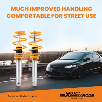 Street Coilovers Compatible for Ford Fiesta Mk6 JD JH 1.6 TDCi 2001 2002 2003 2004-2008. Lowering Kit