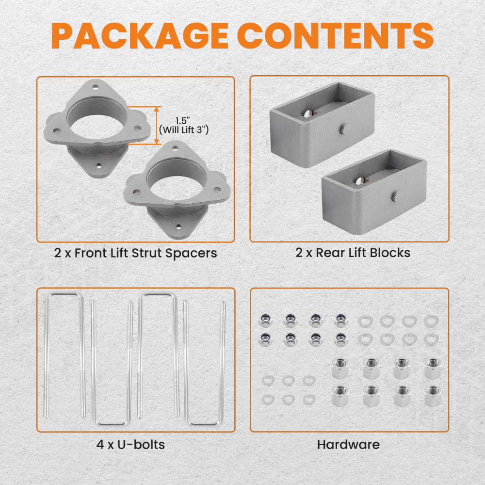 3.5 inch Front 3 inch Rear Lift Kit Spacer compatible for Chevy Silverado Sierra 1500 2007 2008-18