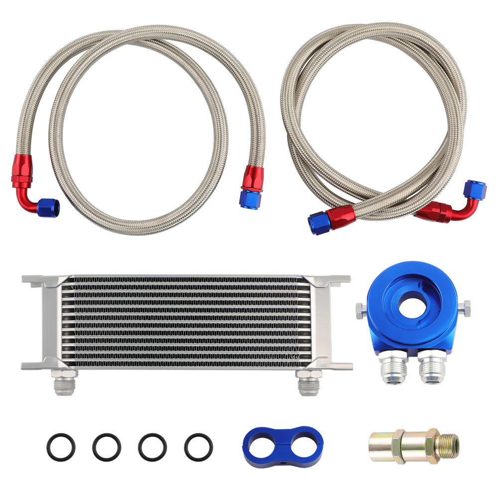 Universal 13-Row 10AN Engine Transmission Oil Cooler Kit + hose oil lines