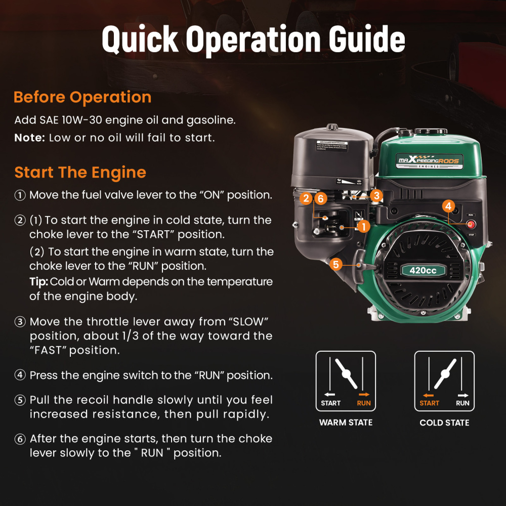 420cc 15HP OHV Horizontal Gasoline Engine Motor Recoil Start Rototiller