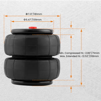 Pair Standard 2600lbs Air Suspension Spring Bag Bellows 1/2npt Single Port