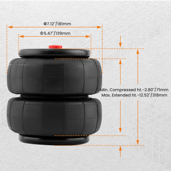 2 X 2600lbs Air Springs Suspension Bags Single Port 1/2npt compatible for Sierra 1500 SUV