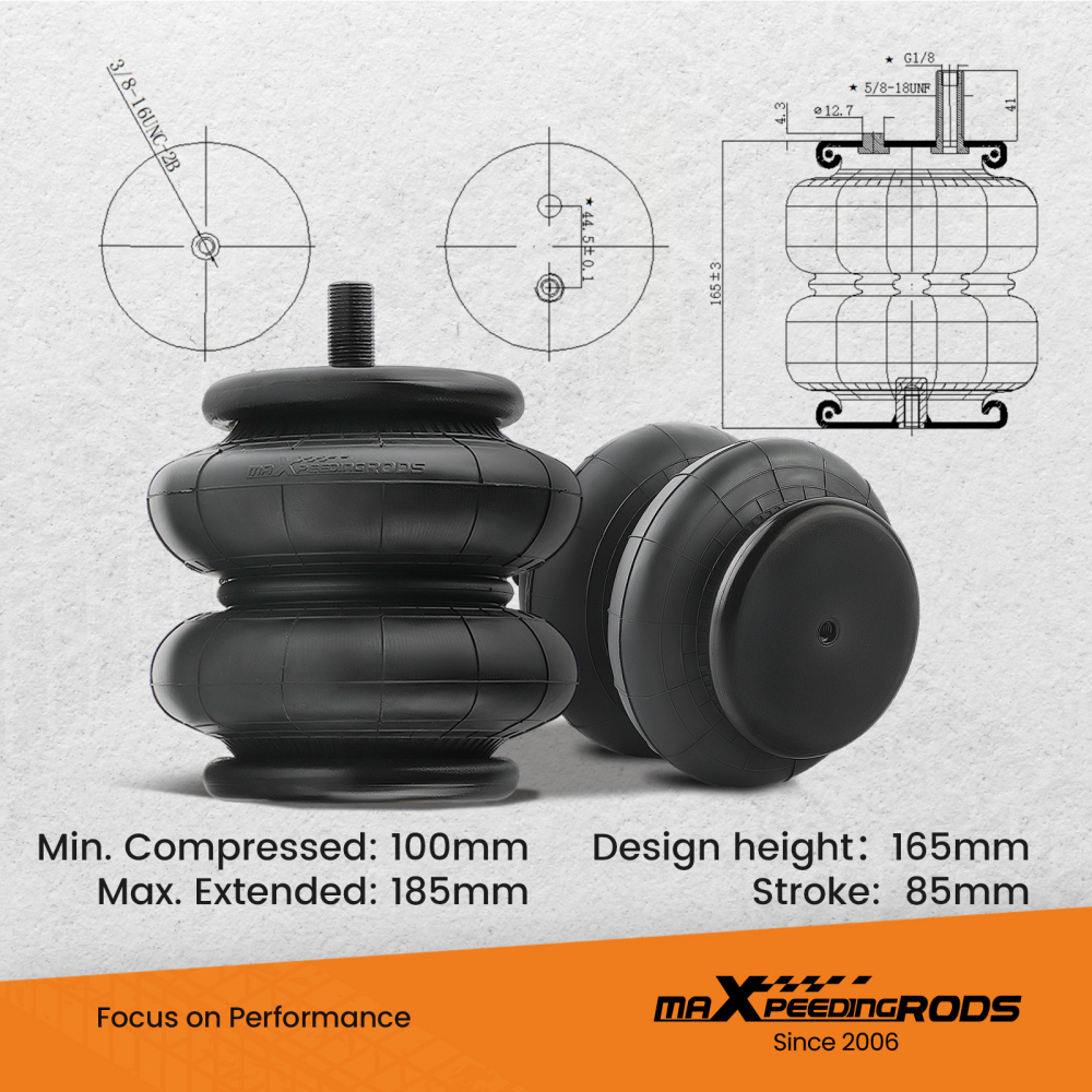 Pair Air Spring Ride Bag For W21-760-6401 Replacement for Firestone 6401