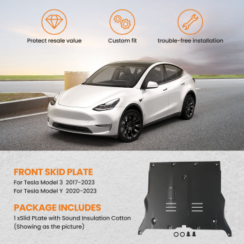 Front Skid Plate Under Engine Guard Cover compatible for Tesla Model 3Model Y 2017-2023