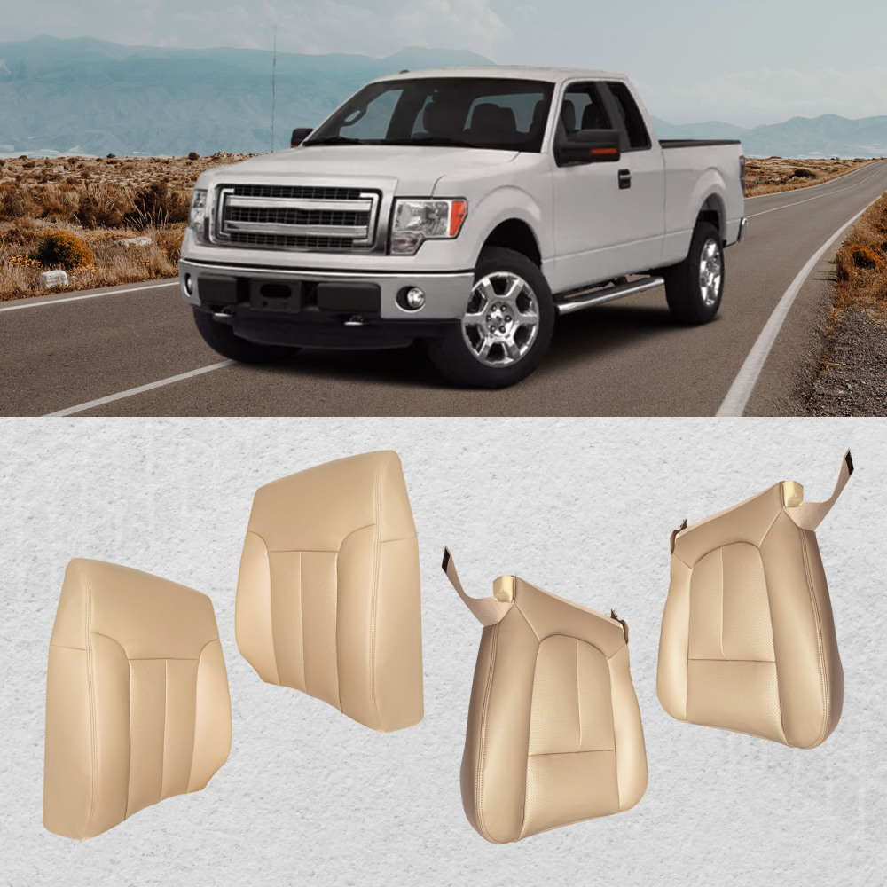 DriverPassenger Side Leather compatible for Seat CoverFor compatible for Ford F-150 Lariat 2009-2014 Tan