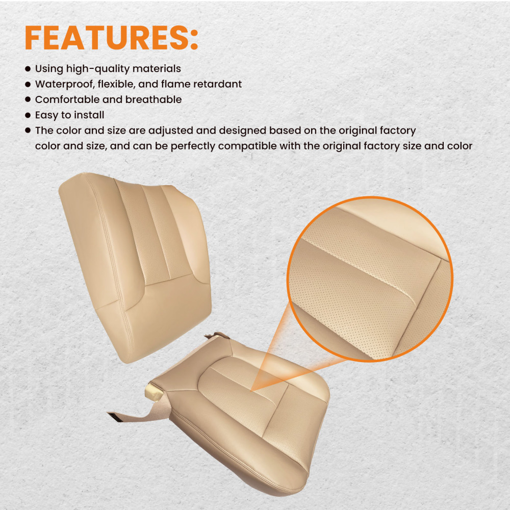 DriverPassenger Side Leather compatible for Seat CoverFor compatible for Ford F-150 Lariat 2009-2014 Tan