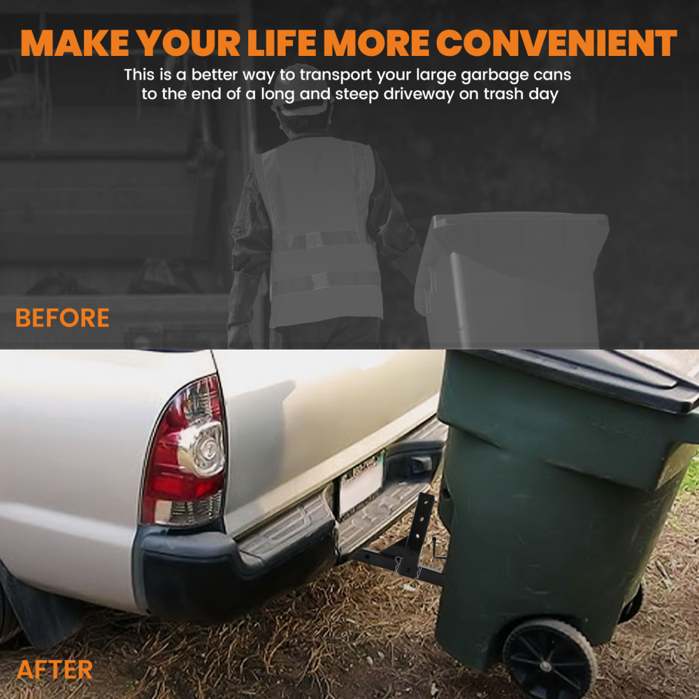 Trash Can Transporter Trailer Hitch w/ 2 Adapter compatible for Golf Cart/Truck/Auto/ATV
