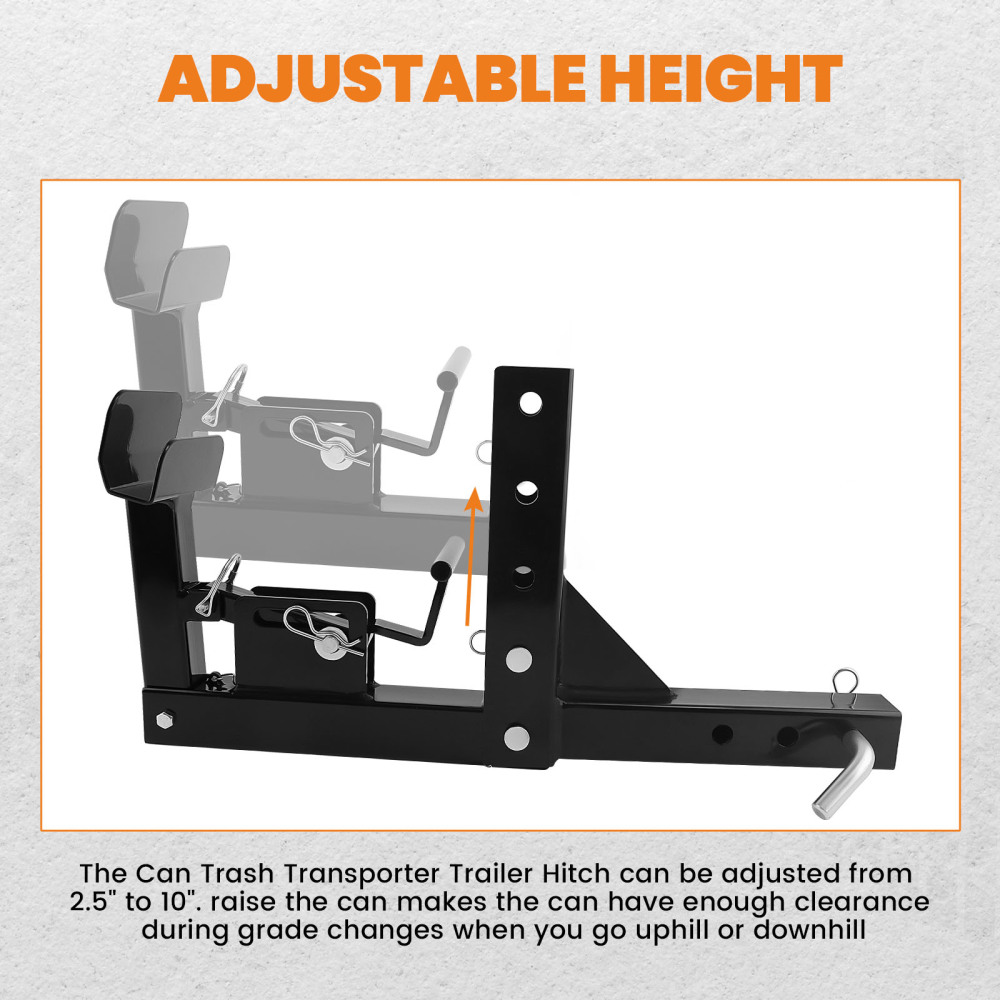 Trash Can Transporter Trailer Hitch w/ 2 Adapter compatible for Golf Cart/Truck/Auto/ATV