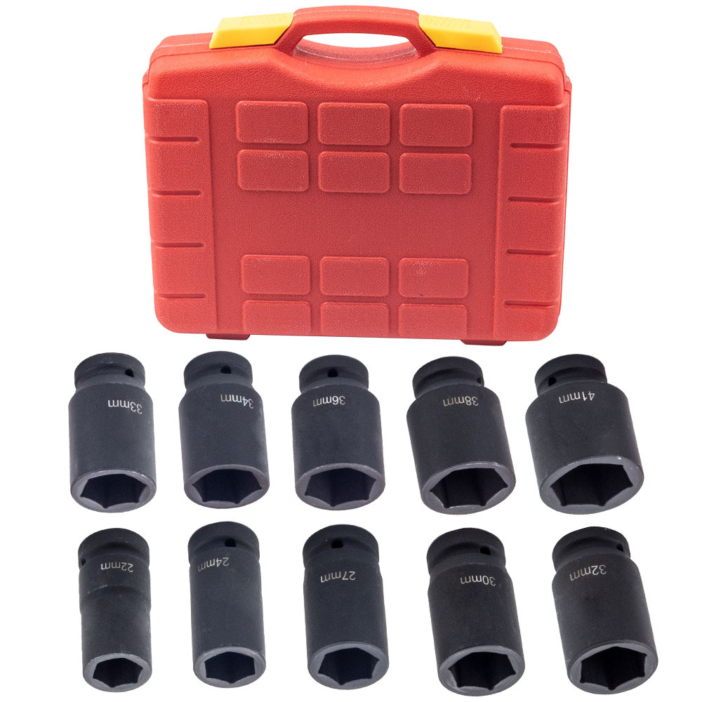 10x 3/4 Drive Deep Impact Socket Tool Set 80mm Lunghezza Tool Set 17-41mm 10x 3/4 Drive Deep Impact Socket Tool Set 80mm Lunghezza Tool Set 17-41mm