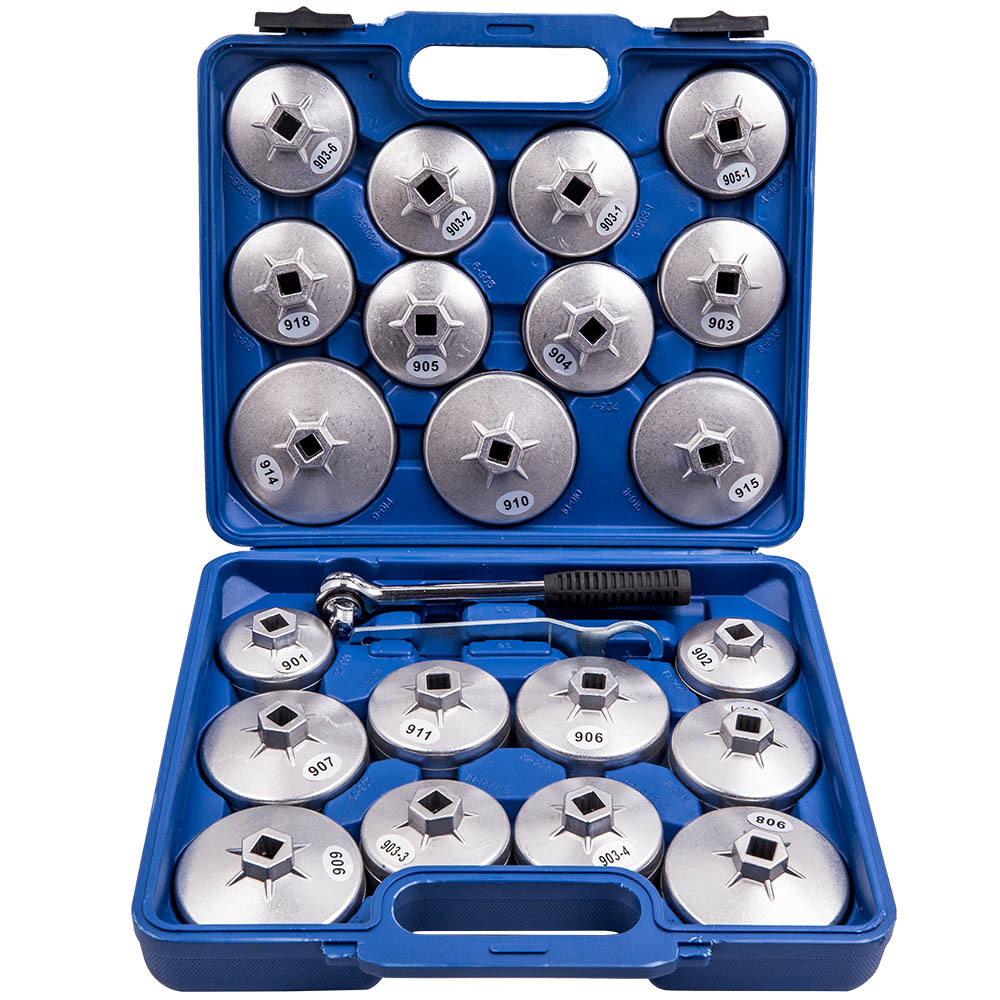 23pcs/Set Cup Type Oil Filter Wrench Removal Socket Remover Tool Kit Aluminium