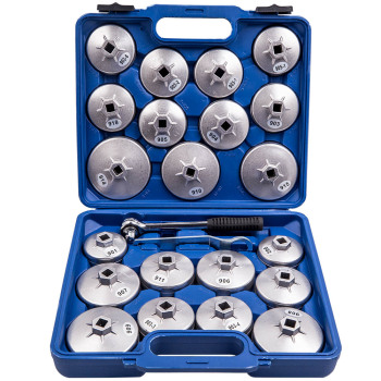 23pcs/Set Cup Type Oil Filter Wrench Removal Socket Remover Tool Kit Aluminium