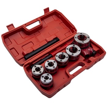 8x Pipe Threading Kit BSPT Thread Cutting Steel Threader Plumbers Set