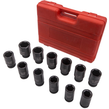 12pc 3/4 Inch Deep Impact Sockets Set Drive 6 point 24mm to 41mm 27mm 33mm 35mm