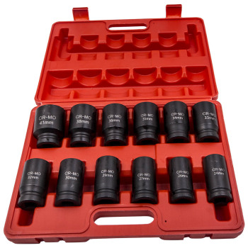 12pc 3/4 pouces Jeus de douilles à impact profond à prise longue portée 24-41mm