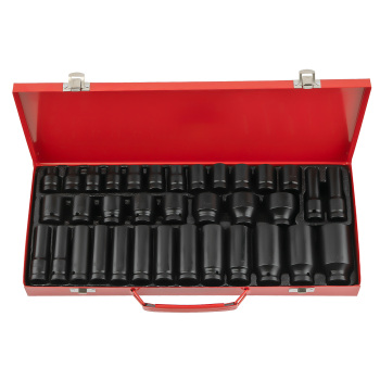 35pcs 1/2 6 Point Drive Deep Impact Socket Sockets Set Car Garage Tools Black